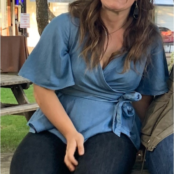 Loft Chambray Wrap Top - Picture 5 of 5